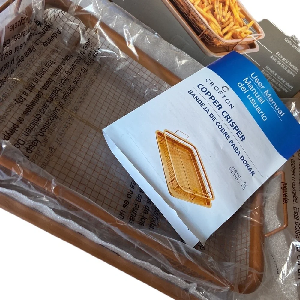 Crofton Copper Crisper Nonstick Basket & Cookie Sheet Two Piece Set - Picture 8 of 9